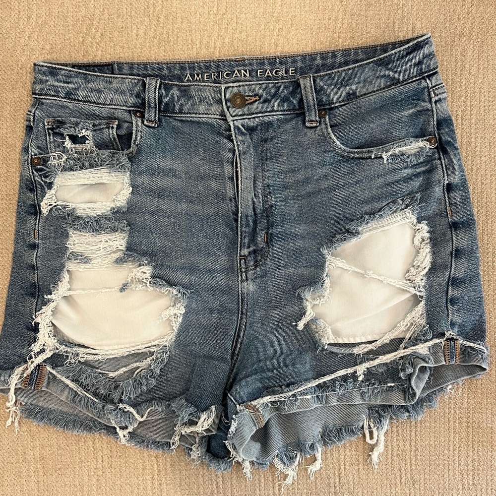 American Eagle Blue Distressed Denim Shorts